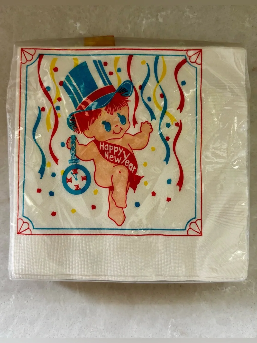 New Year Retro Baby Napkins Holiday Party Decor Cocktails 60’s Vintage